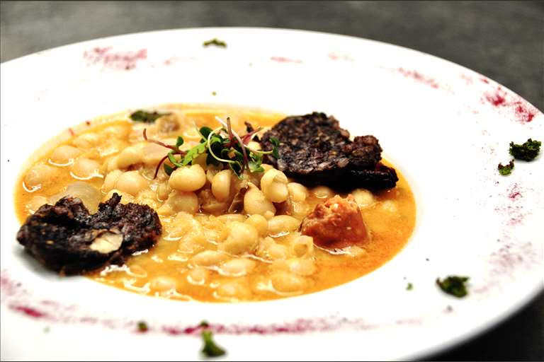 Guiso de Boliches de Embún con su matacía de Torla y Graus.